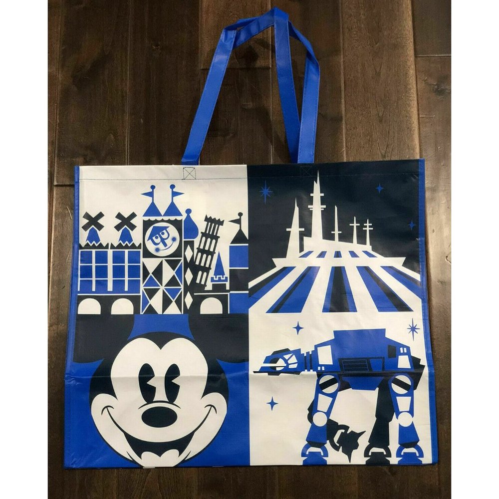 Disney Parks Castle Mickey Reusable Tote Bag Shopping Bag Blue